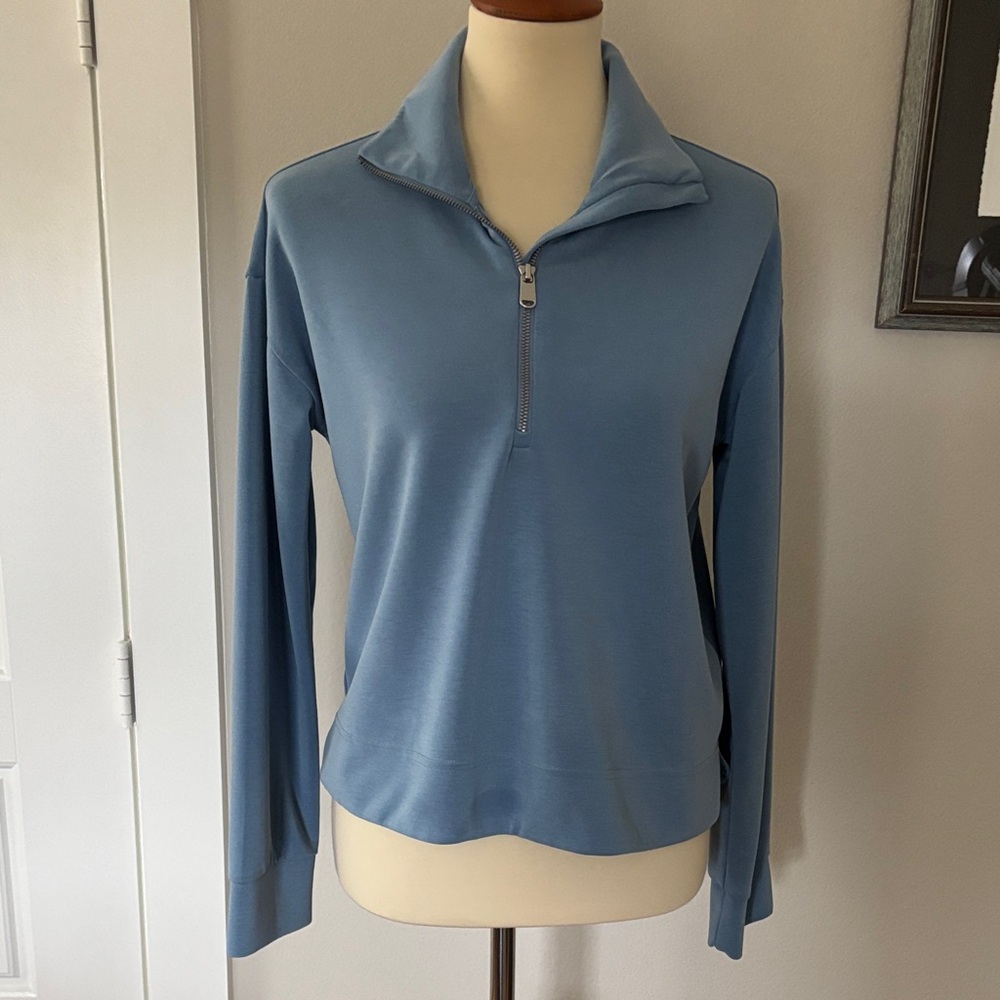 Athleta Light Blue Half-Zip Top